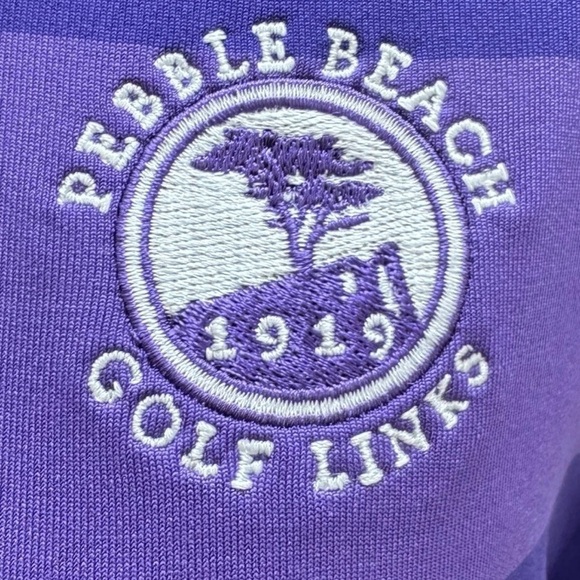 Nike Golf Dri-FIT Pebble Beach Golf Links Men's M Striped Polo Shirt Purple - Picture 4 of 6